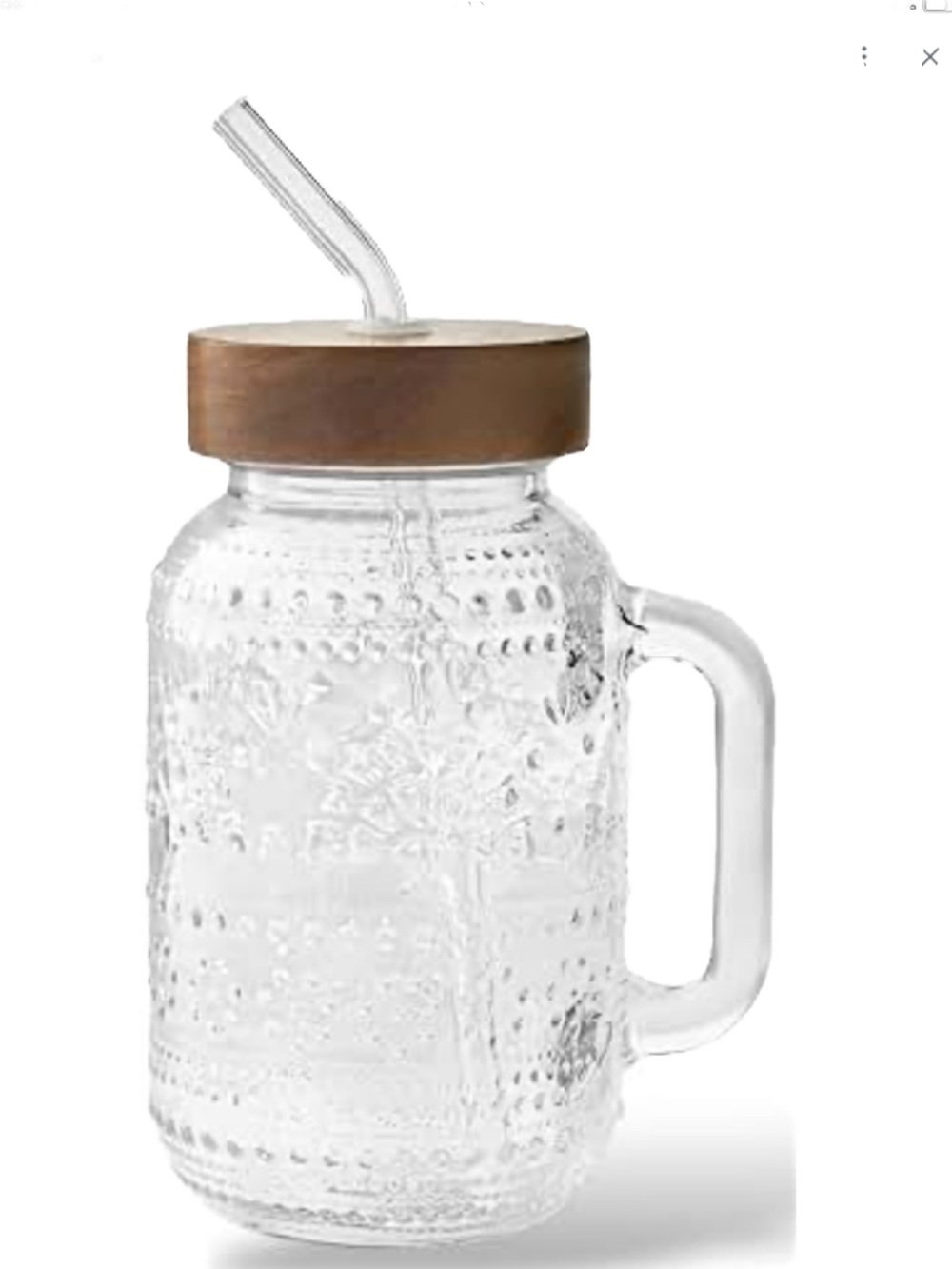 Embossed Glass Tumbler
Sipper Wood Lid & Straw Clear 32oz J - Picture 2 of 2